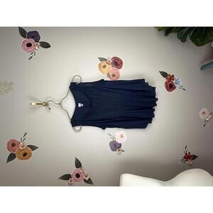 Converse Navy Sleeveless Top with Pleated Detail - Size - Large